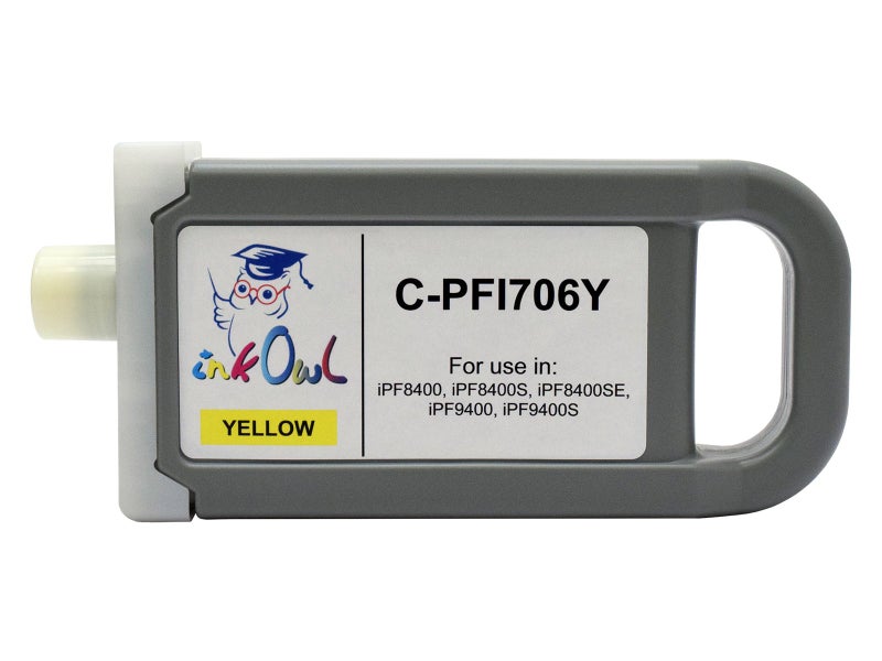 InkOwl Compatible Ink Cartridge Replacement for Canon PFI-706Y (700ml, Yellow) for iPF8400, iPF8400S, iPF8400SE, iPF9400, iPF9400S Printers - Image 2